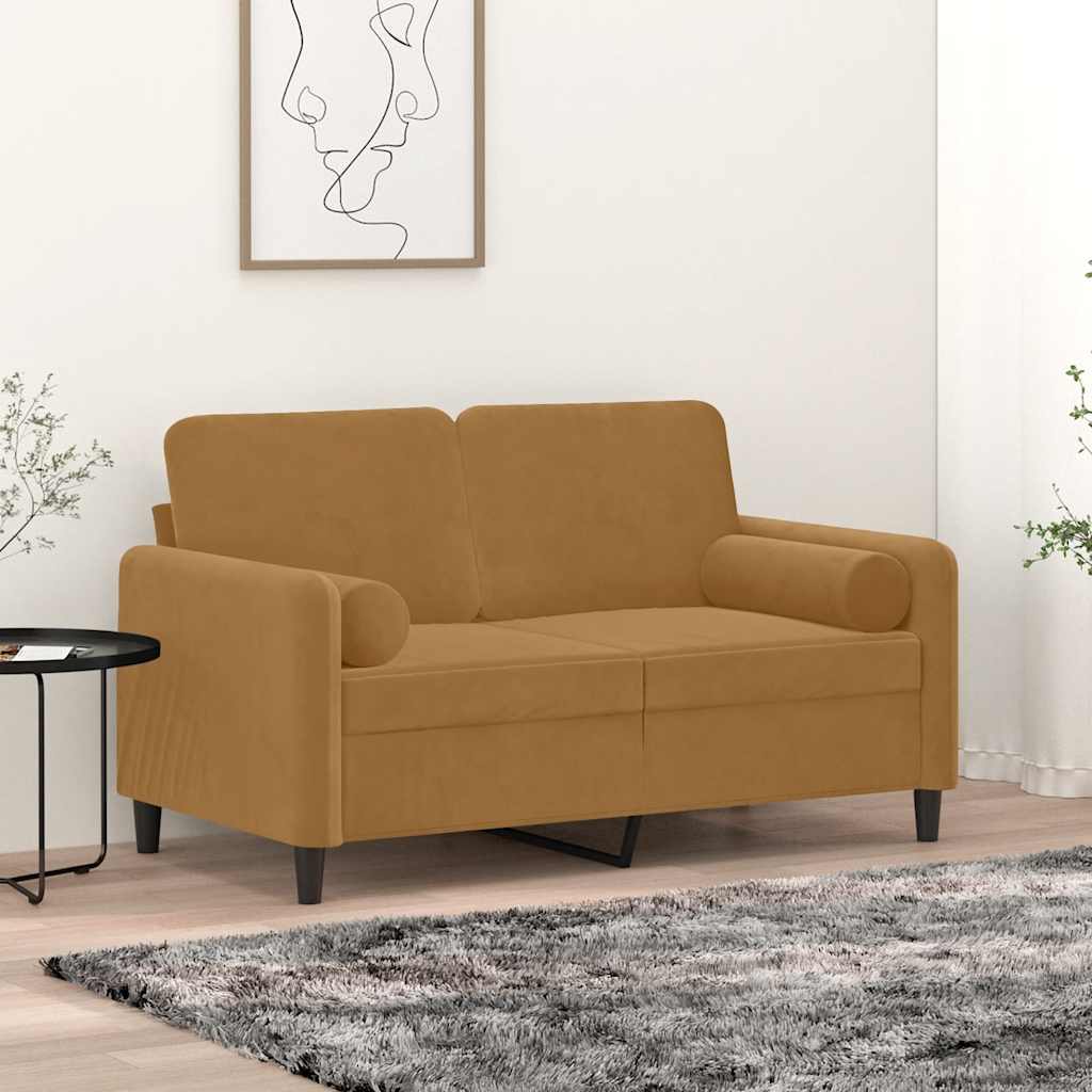 Cuscini Decorativi 2 pz Marrone Ø15x50 cm in Velluto