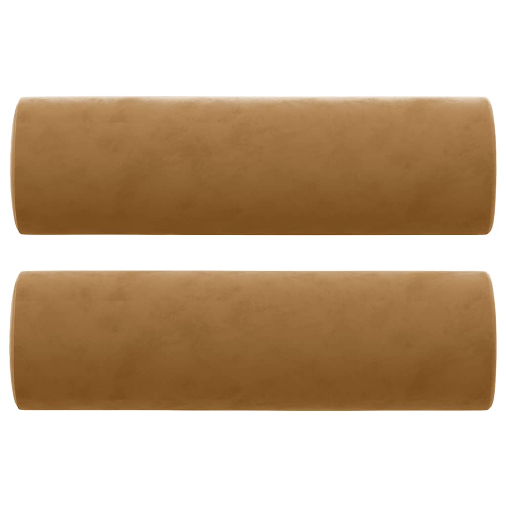 Cuscini Decorativi 2 pz Marrone Ø15x50 cm in Velluto