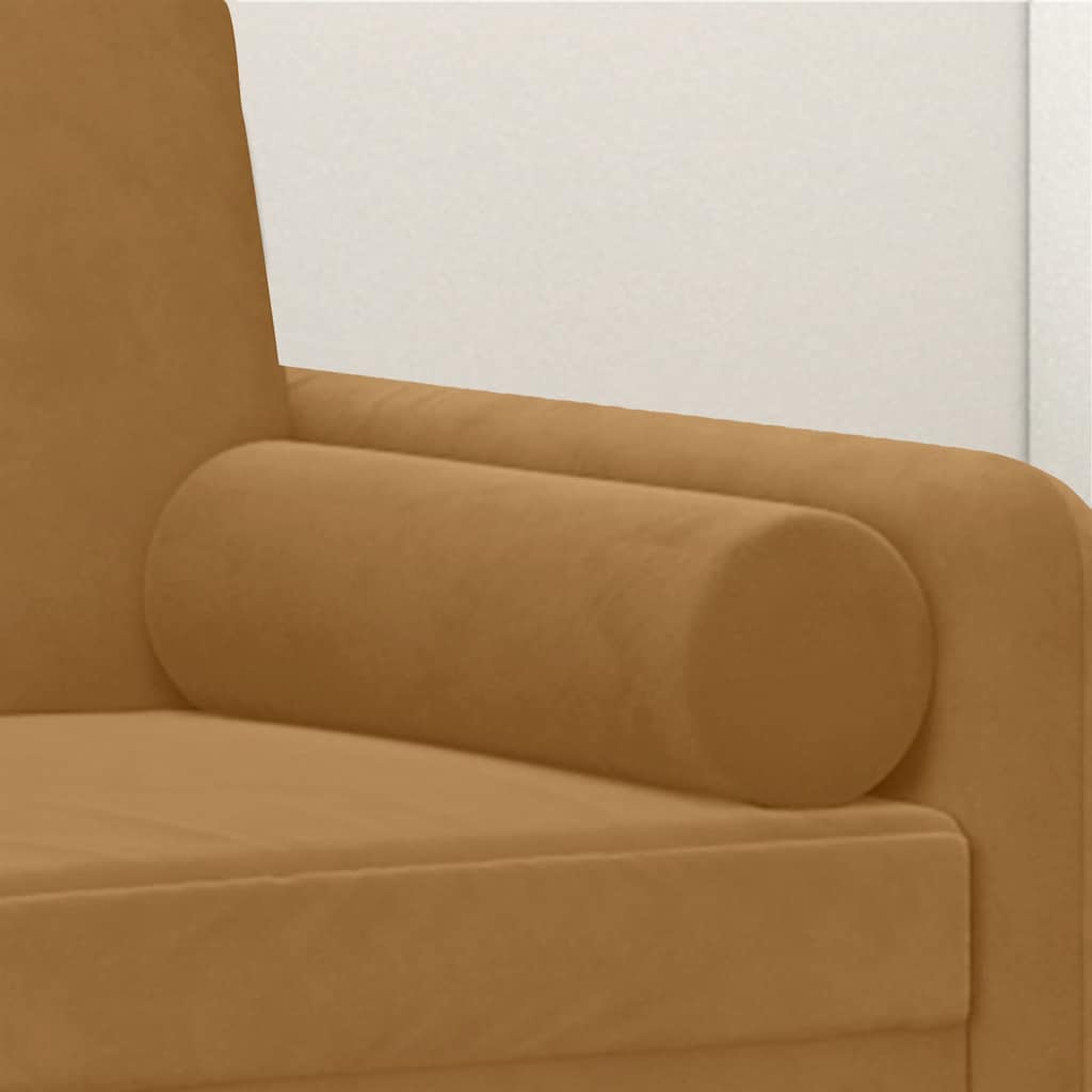 Cuscini Decorativi 2 pz Marrone Ø15x50 cm in Velluto