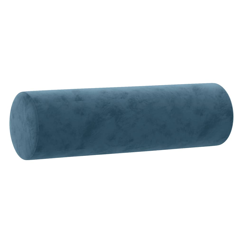 Cuscini Decorativi 2 pz Blu Ø15x50 cm in Velluto