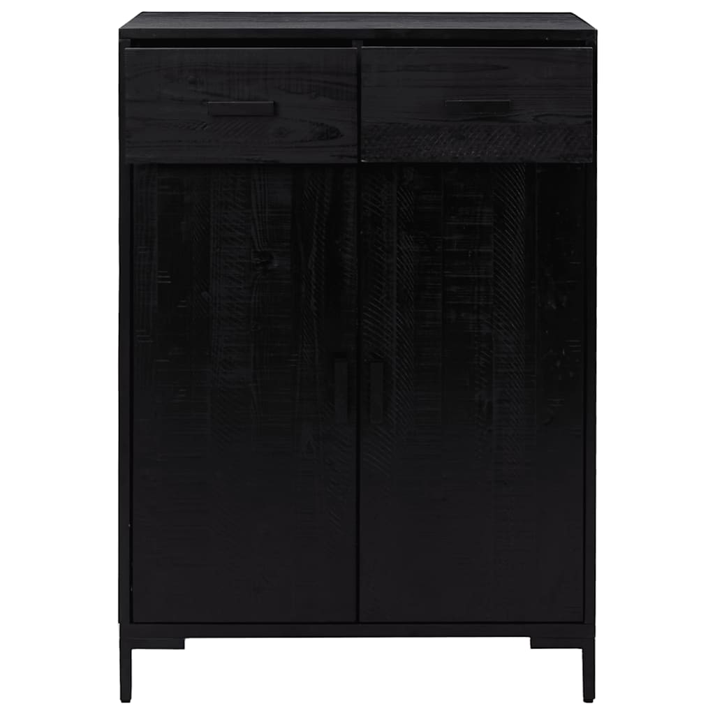 Scarpiera Nera 75x40x110 cm in Legno Massello di Pino
