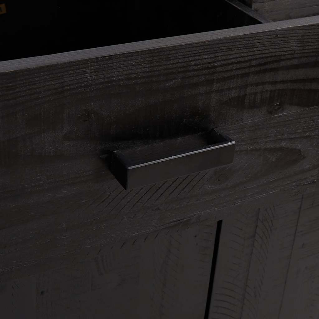 Scarpiera Nera 75x40x110 cm in Legno Massello di Pino