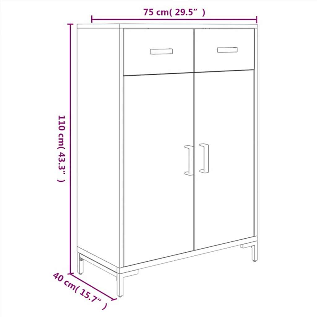 Scarpiera Nera 75x40x110 cm in Legno Massello di Pino