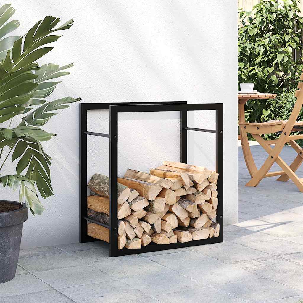 Portalegna Nero Opaco 50x28x56 cm in Acciaio