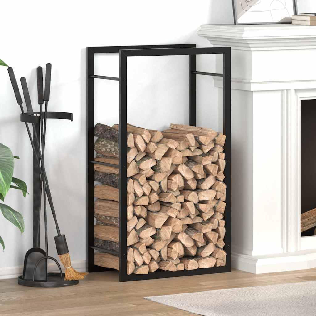 Portalegna Nero Opaco 50x28x94 cm Acciaio