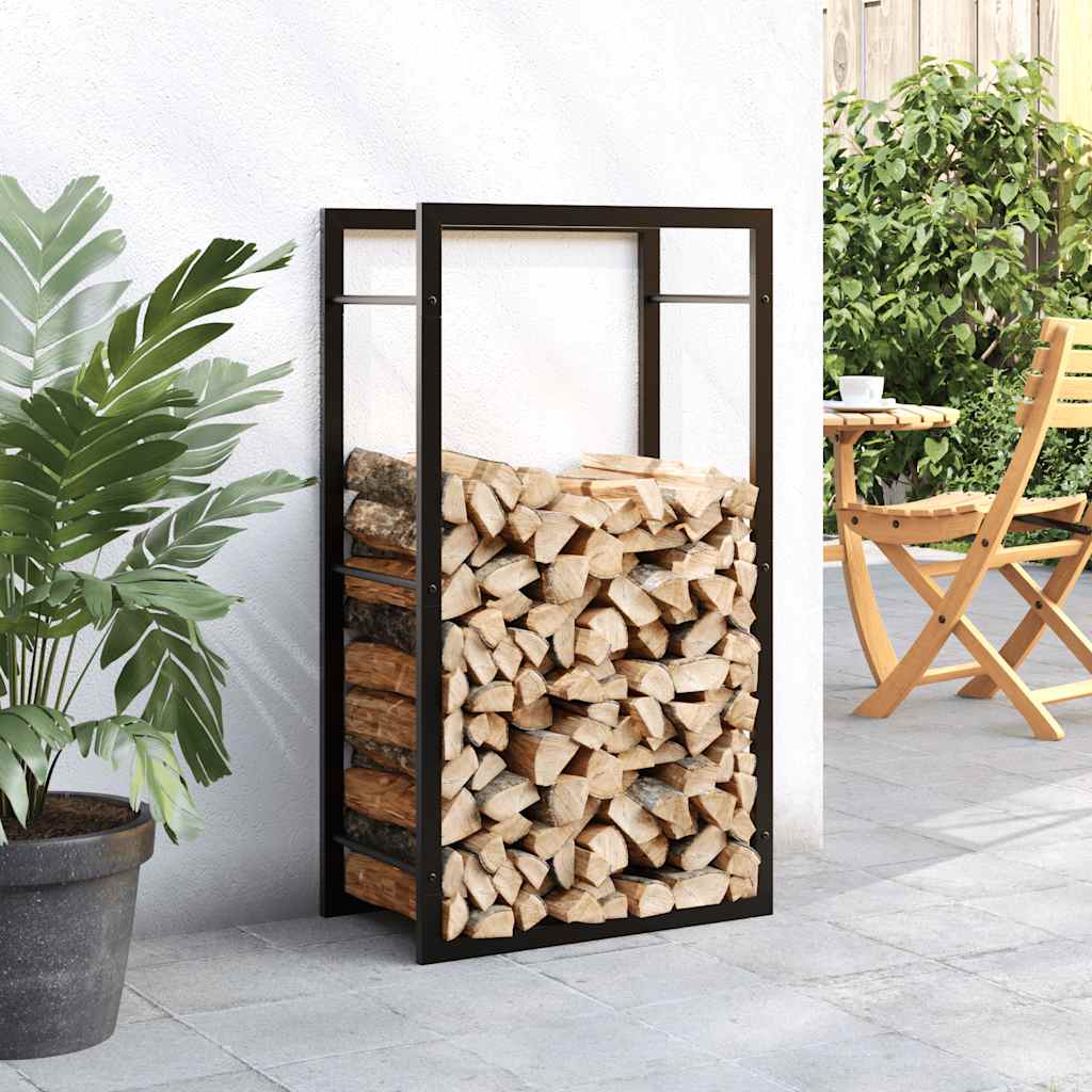 Portalegna Nero Opaco 50x28x94 cm Acciaio