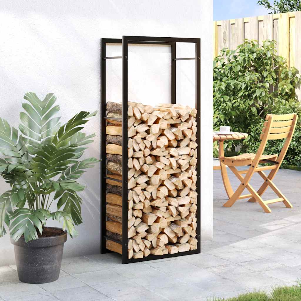 Portalegna Nero Opaco 50x28x132 cm in Acciaio