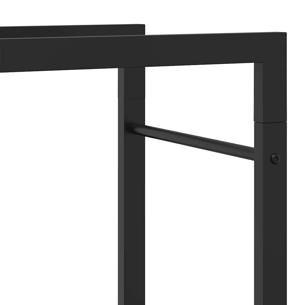 Portalegna Nero Opaco 50x28x132 cm in Acciaio