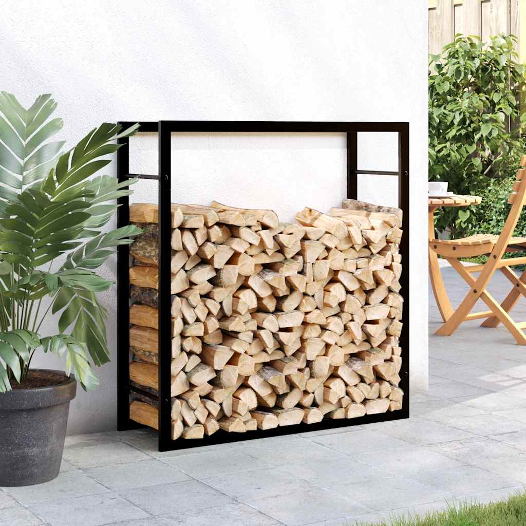 Portalegna Nero Opaco 80x28x86 cm in Acciaio