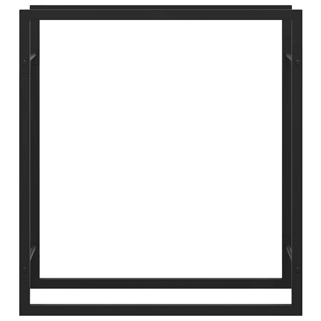 Portalegna Nero Opaco 80x28x86 cm in Acciaio