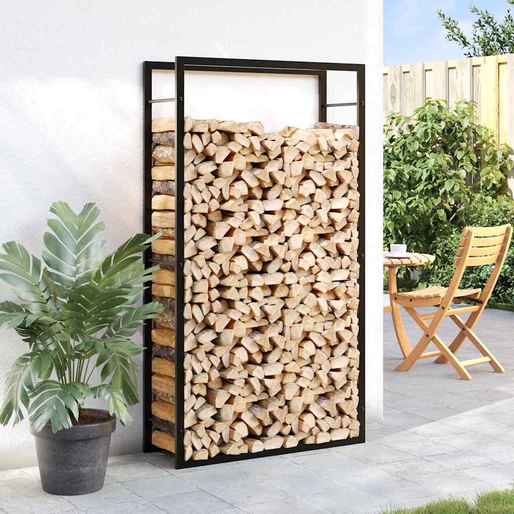Portalegna Nero Opaco 80x28x154 cm Acciaio