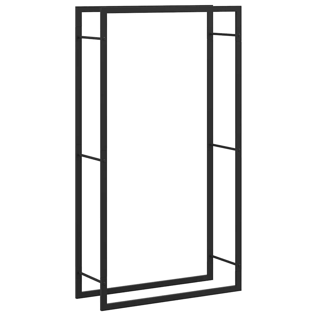 Portalegna Nero Opaco 80x28x154 cm Acciaio