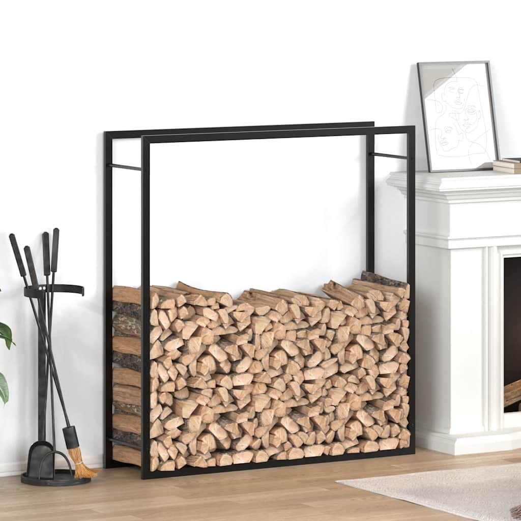 Portalegna Nero Opaco 110x28x116 cm in Acciaio
