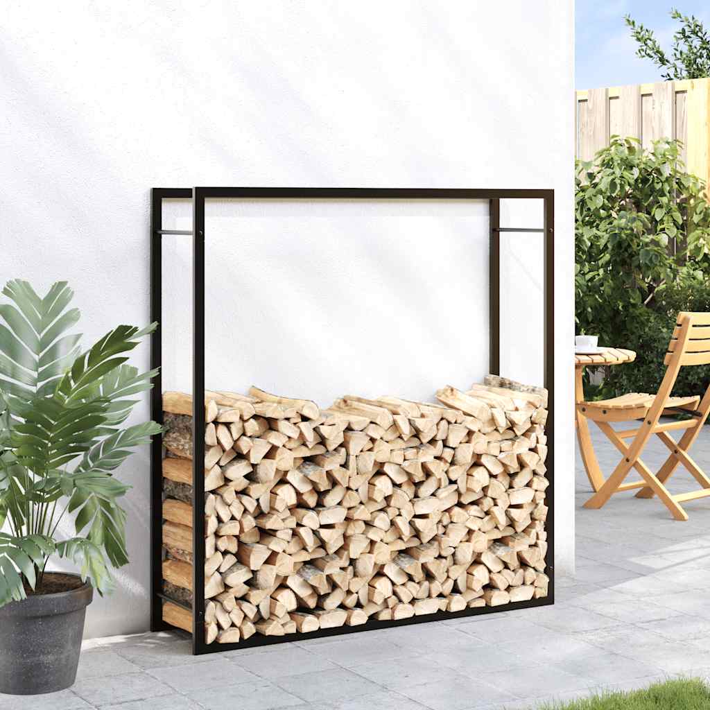 Portalegna Nero Opaco 110x28x116 cm in Acciaio