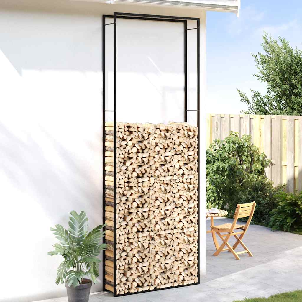 Portalegna Nero Opaco 110x28x312 cm in Acciaio
