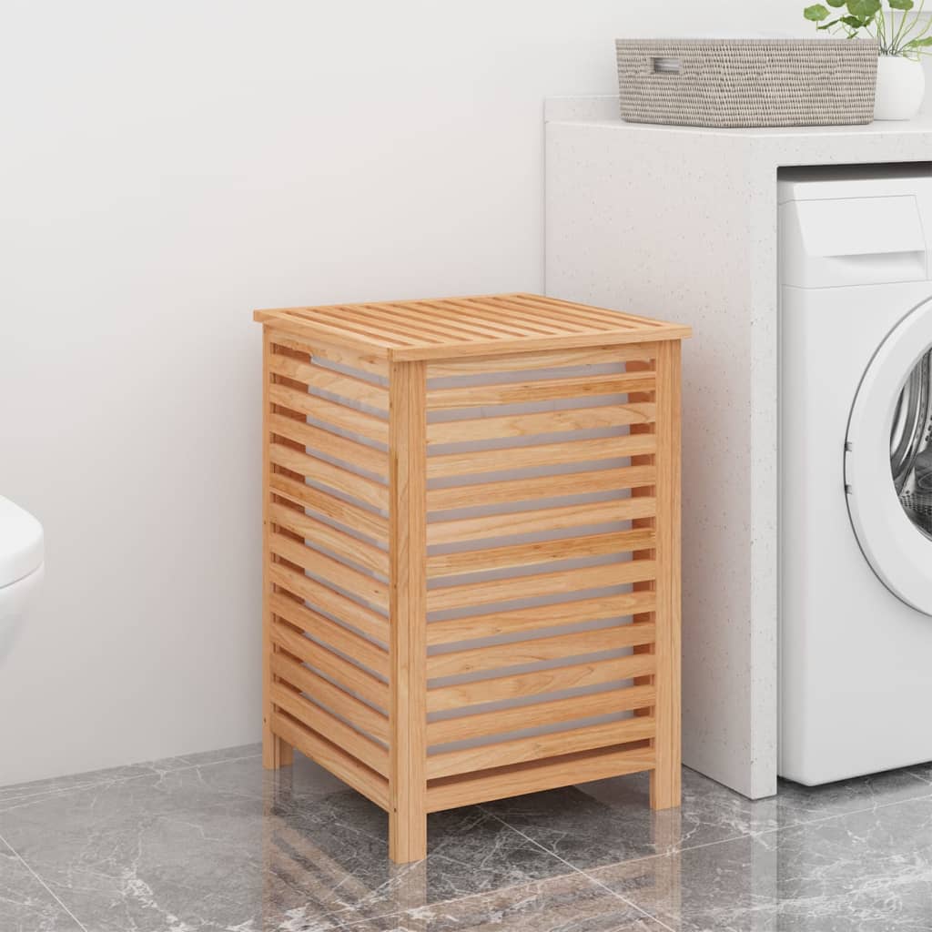 Cesto del Bucato 45x45x65 cm Legno Massello di Noce