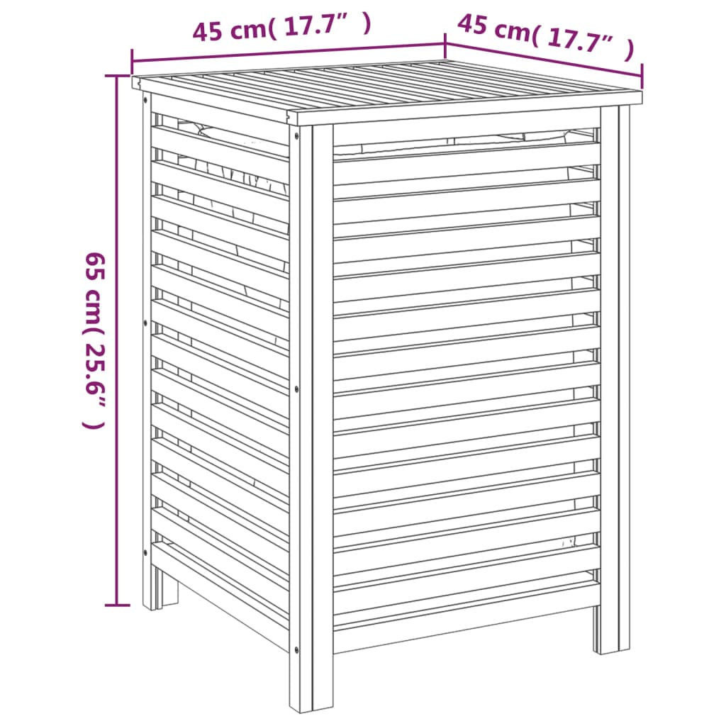 Cesto del Bucato 45x45x65 cm Legno Massello di Noce