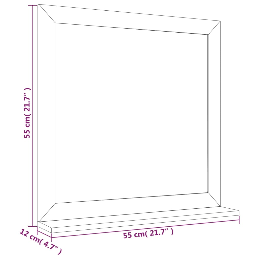 Specchio da Parete 55x55 cm in Legno Massello di Noce