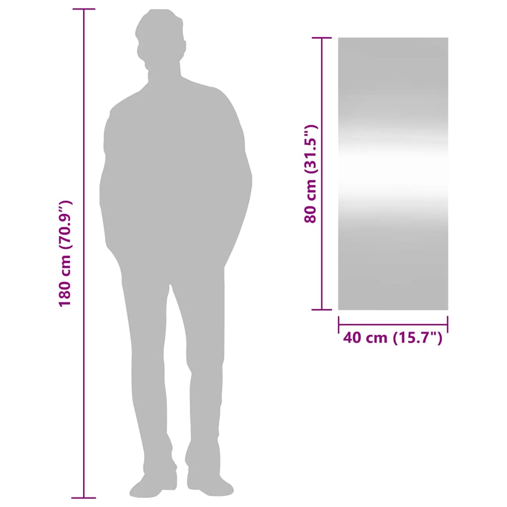 Specchio da Parete 40x100 cm Vetro Rettangolare