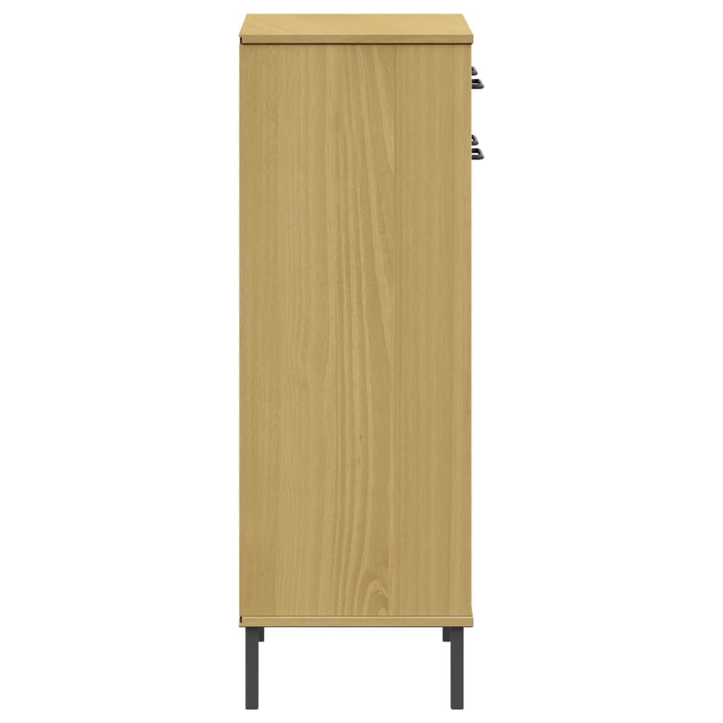 Scarpiera con Gambe Metallo Marrone Legno Massello di Pino OSLO