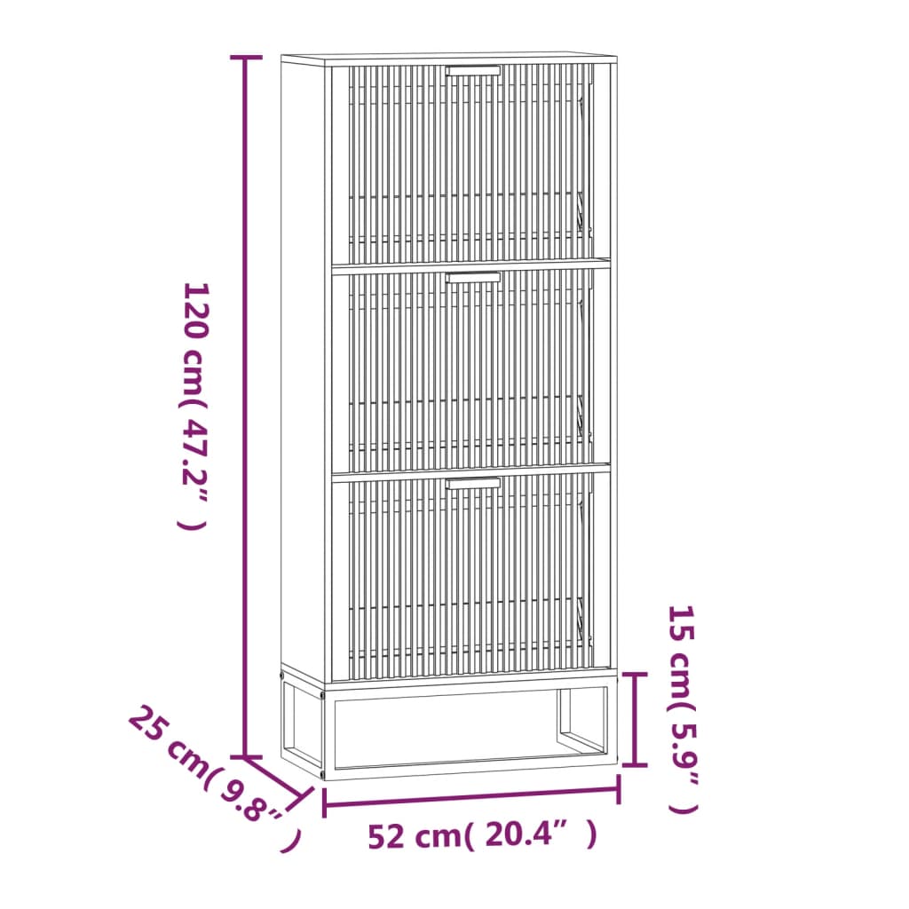 Scarpiera Nera 52x25x120 cm in Legno Multistrato