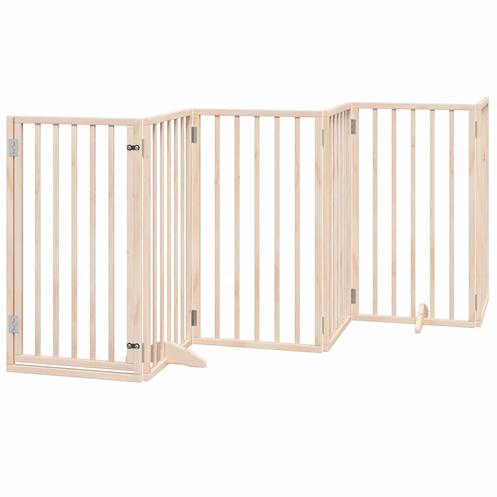 Cancelletto per cani con porta pieghevole 6 pannelli 300 cm in legno di pioppo
