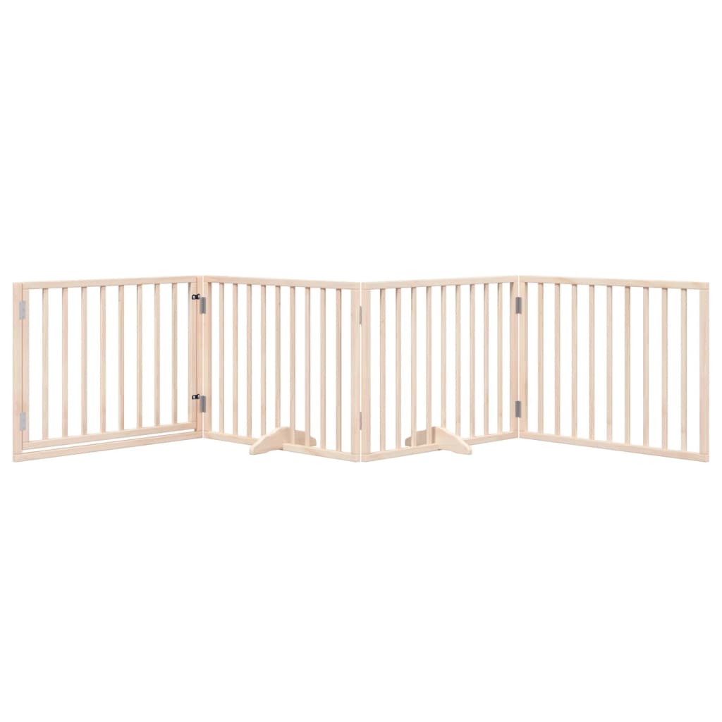 Cancelletto per cani con porta pieghevole 4 pannelli 320 cm in legno di pioppo