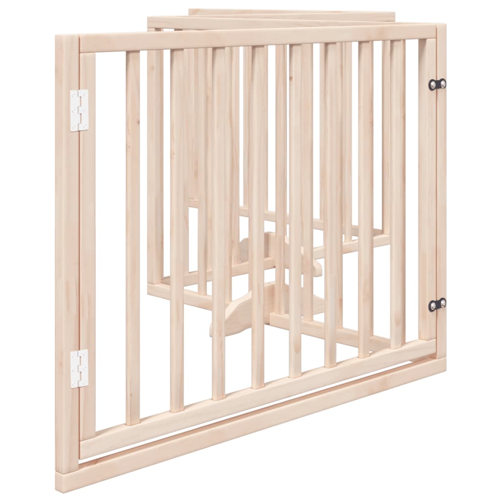 Cancelletto per cani con porta pieghevole 4 pannelli 320 cm in legno di pioppo