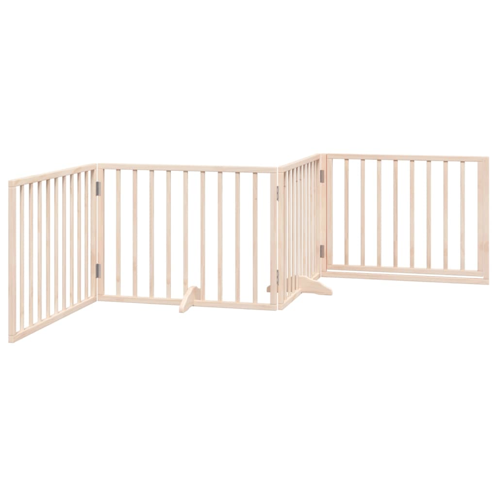 Cancelletto per cani con porta pieghevole 4 pannelli 320 cm in legno di pioppo