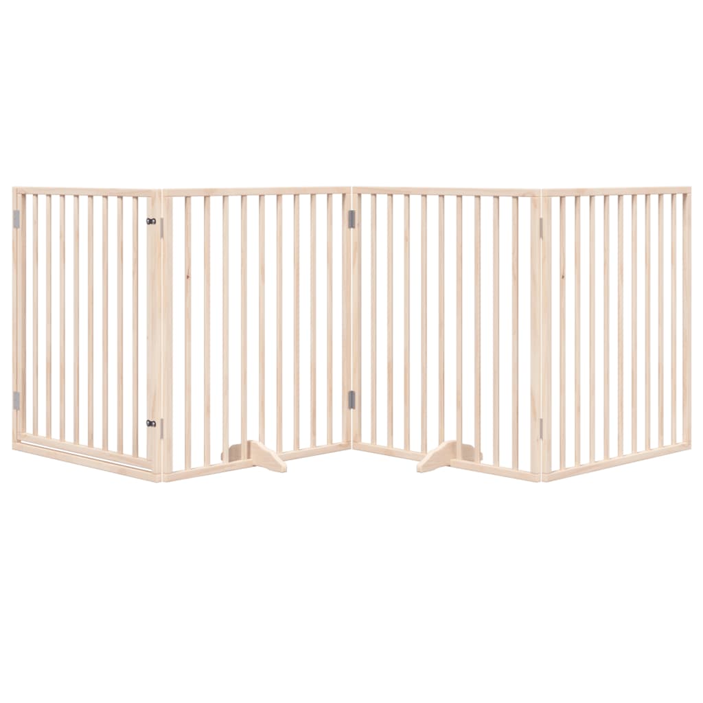Cancello per Cani con Porta Pieghevole 4 Pannelli 320 cm Pioppo
