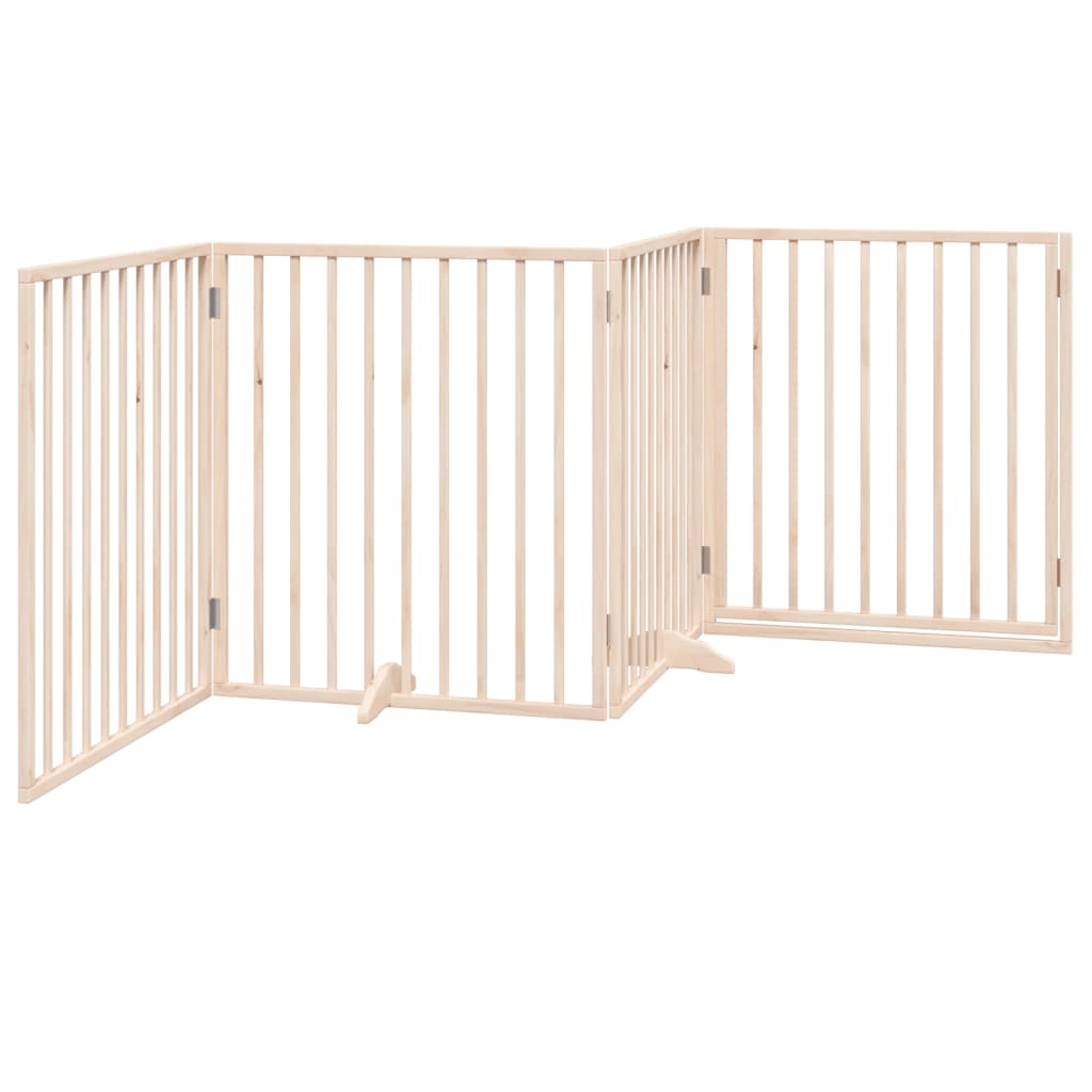 Cancello per Cani con Porta Pieghevole 4 Pannelli 320 cm Pioppo