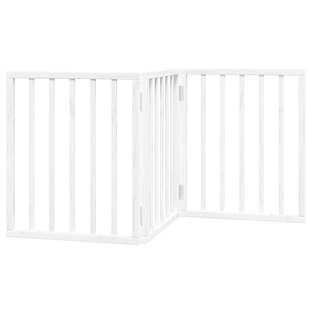 Cancello per Cani Pieghevole 3 Pannelli Bianco 150 cm Pioppo