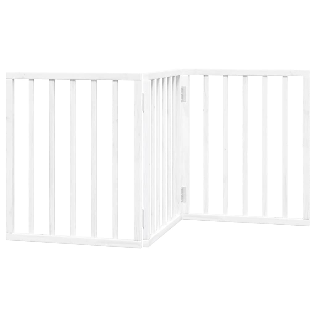 Cancello per Cani Pieghevole 3 Pannelli Bianco 150 cm Pioppo