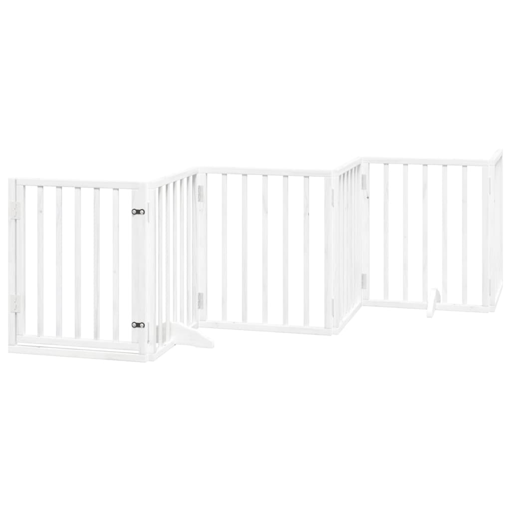 Cancello Cani Porta Pieghevole Bianco 6 Pannelli 300 cm Pioppo
