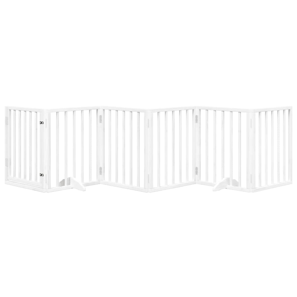 Cancello Cani Porta Pieghevole Bianco 6 Pannelli 300 cm Pioppo