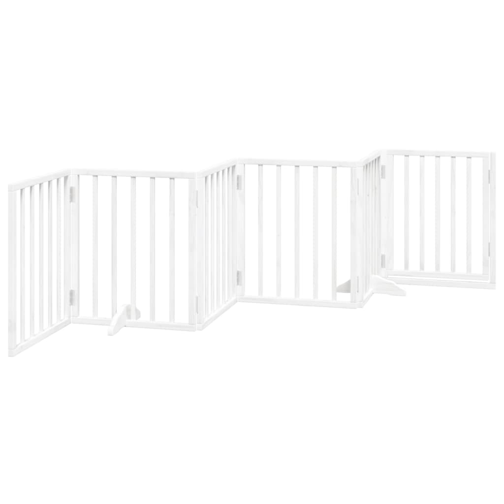 Cancello Cani Porta Pieghevole Bianco 6 Pannelli 300 cm Pioppo
