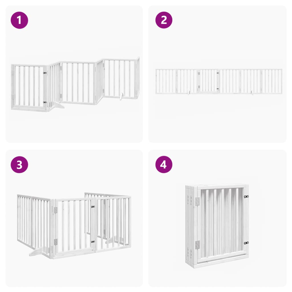 Cancello Cani Porta Pieghevole Bianco 6 Pannelli 300 cm Pioppo