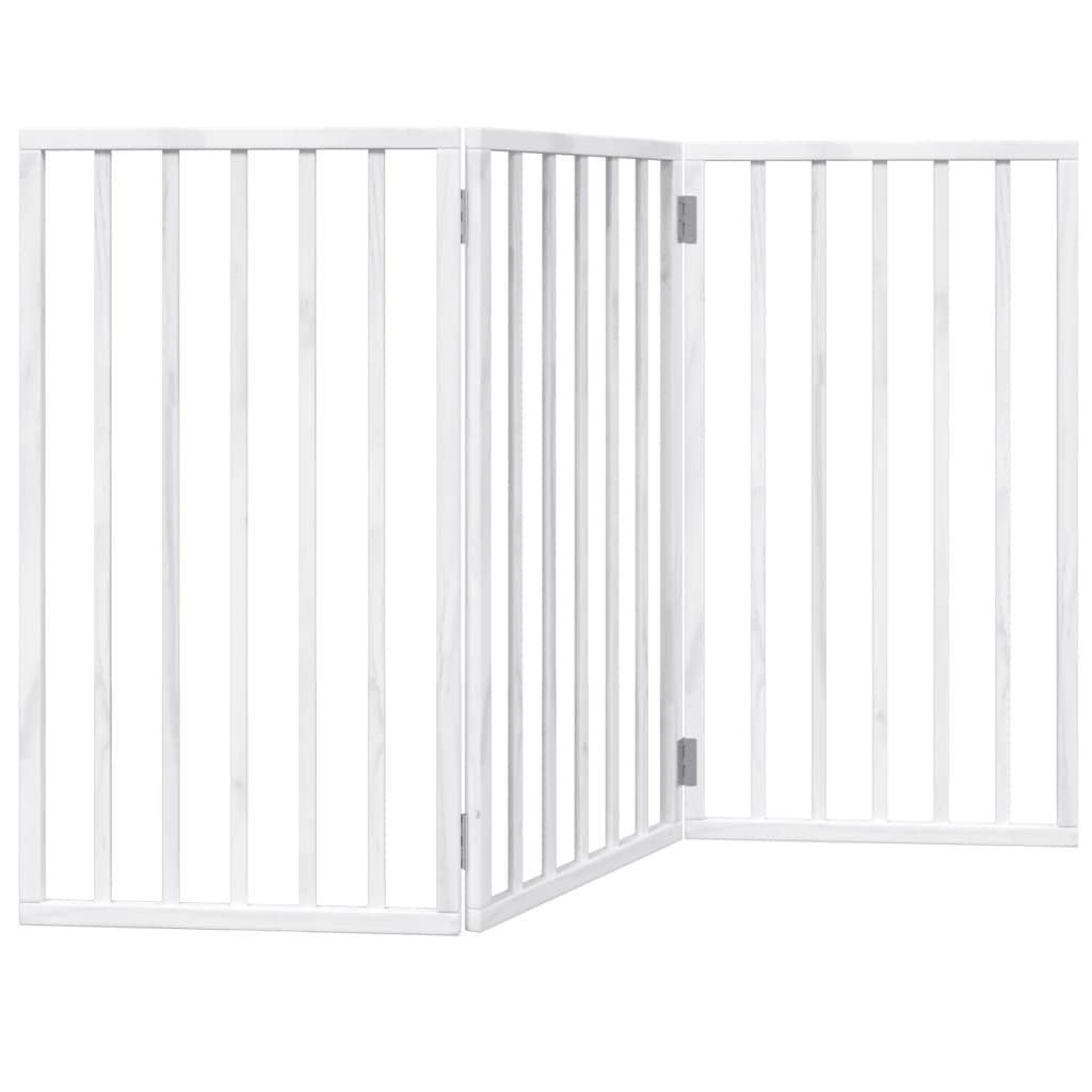 Cancelletto per cani pieghevole a 3 pannelli bianco 150 cm in legno di pioppo
