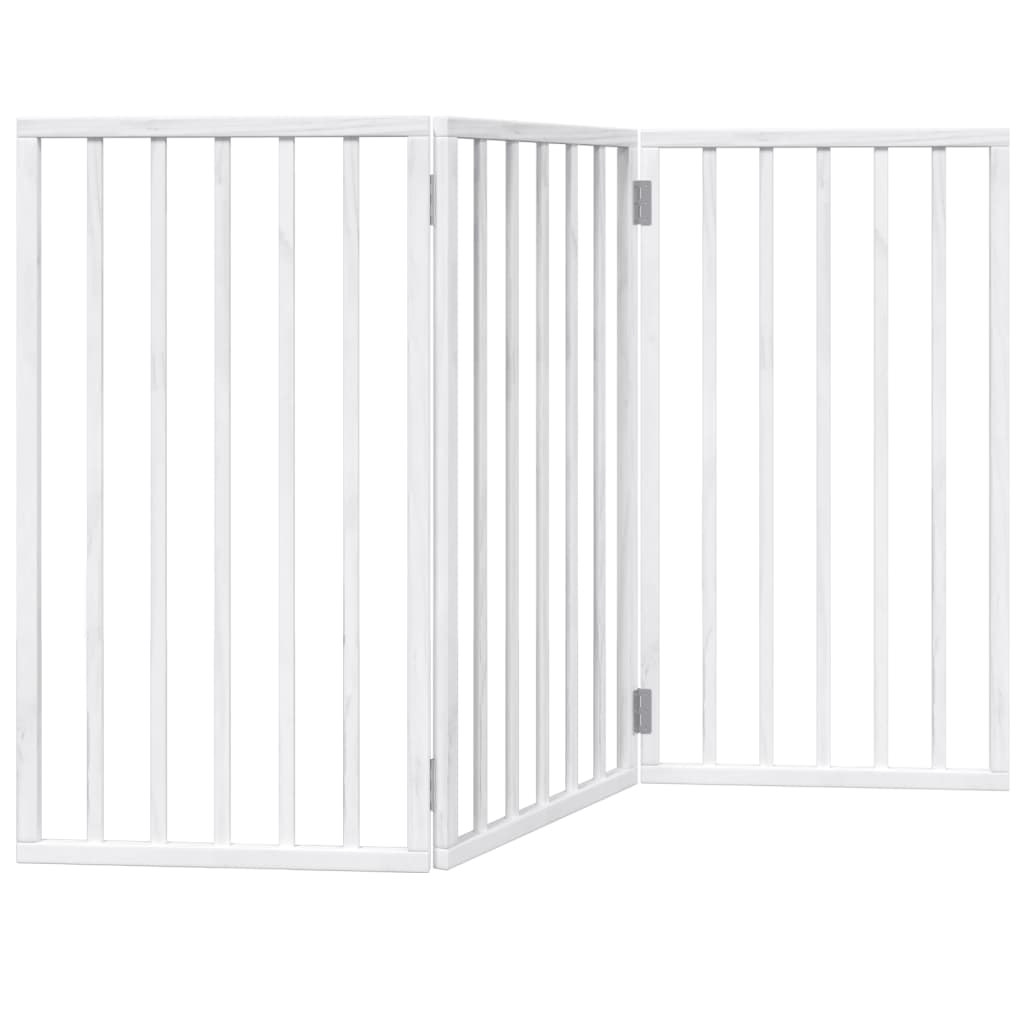 Cancelletto per cani pieghevole a 3 pannelli bianco 150 cm in legno di pioppo