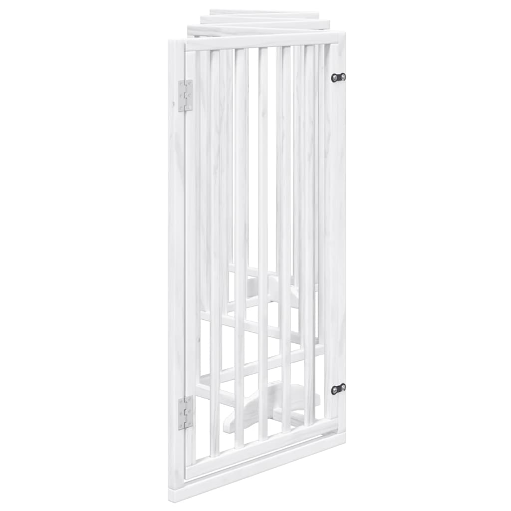 Cancelletto per cani con porta pieghevole 6 pannelli bianco 300 cm in legno di pioppo
