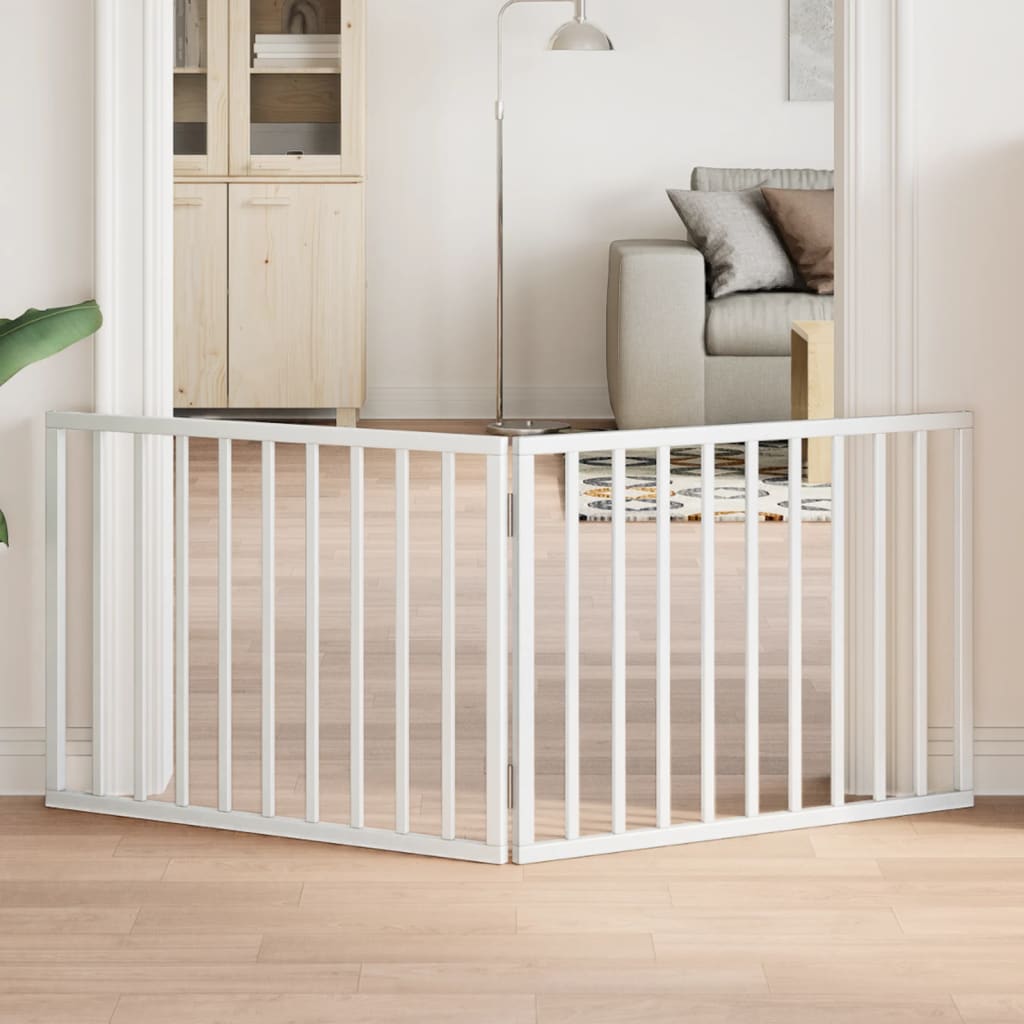 Cancelletto per cani pieghevole 2 pannelli bianco 160 cm in legno di pioppo