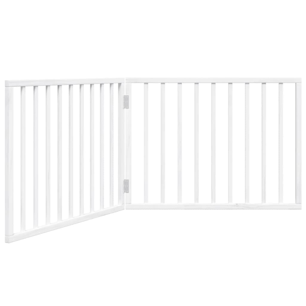 Cancelletto per cani pieghevole 2 pannelli bianco 160 cm in legno di pioppo