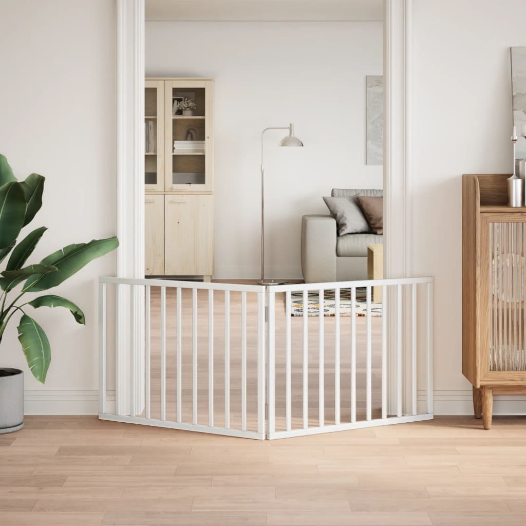 Cancelletto per cani pieghevole 2 pannelli bianco 160 cm in legno di pioppo