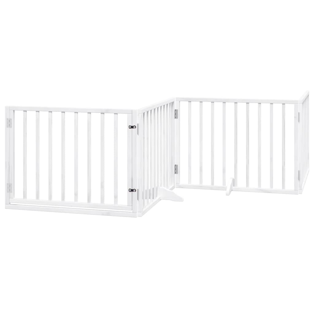 Cancello Cani Porta Pieghevole Bianco 4 Pannelli 320 cm Pioppo