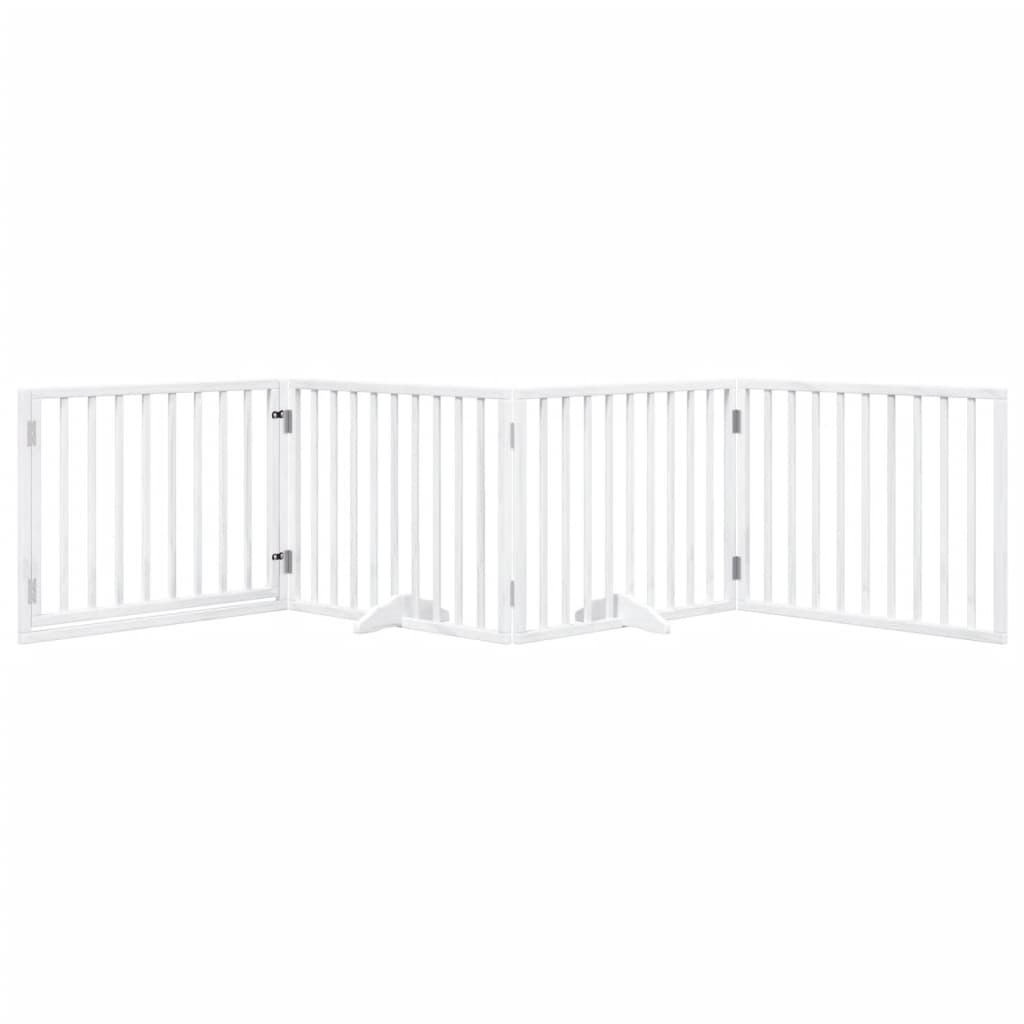 Cancello Cani Porta Pieghevole Bianco 4 Pannelli 320 cm Pioppo