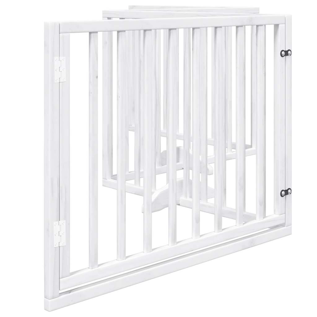 Cancello Cani Porta Pieghevole Bianco 4 Pannelli 320 cm Pioppo