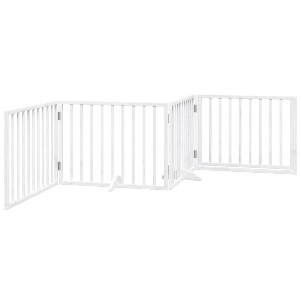 Cancello Cani Porta Pieghevole Bianco 4 Pannelli 320 cm Pioppo