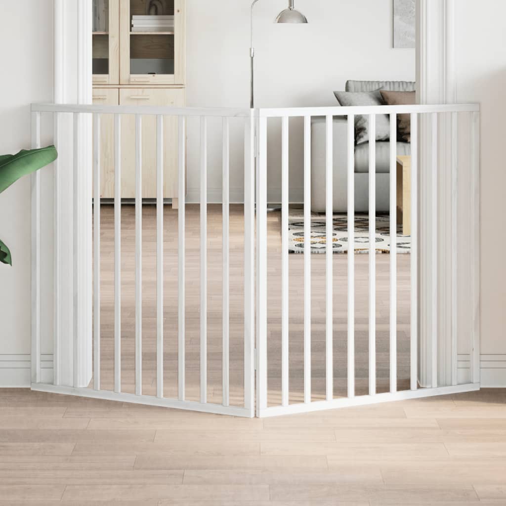 Cancelletto per cani pieghevole 2 pannelli bianco 160 cm in legno di pioppo
