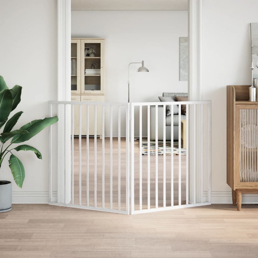 Cancelletto per cani pieghevole 2 pannelli bianco 160 cm in legno di pioppo
