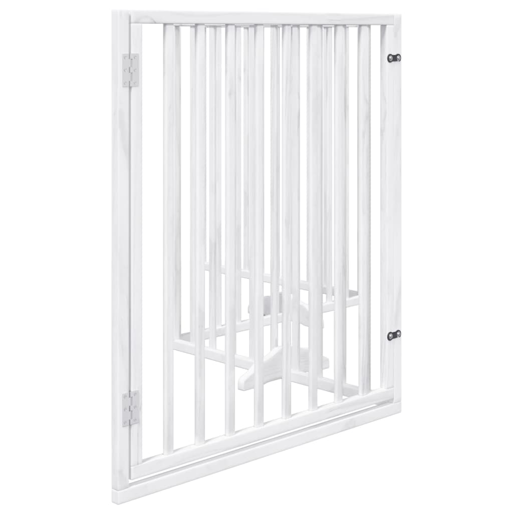 Cancelletto per cani con porta pieghevole 4 pannelli bianco 320 cm in legno di pioppo